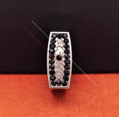 30mm Bling Silver Western Cowboy Black Rhinestone Crystal 3PCS Set Belt Buckle