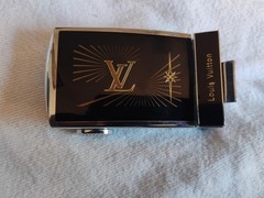 Rare vintage Men Louis Vuitton Rachet Belt Buckle black silver logo LV