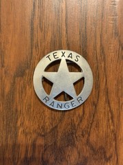 Vintage 80s Fargo Silver Brand Texas Ranger Star Belt Buckle 2.75” Dia.