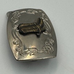 Vintage Western Cowboy Boots Belt Buckle Silver Brass Tone Floral Made in USA