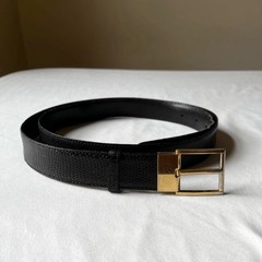 Vintage Barneys New York Lizard Skin Belt Gold Buckle Italy Mens Size L