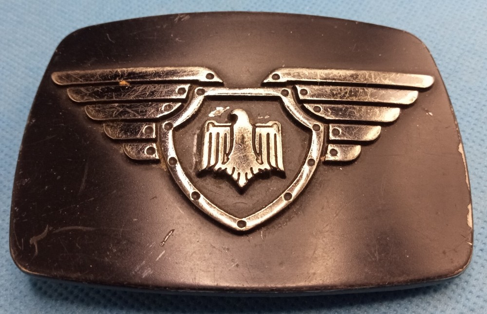 Winged Eagle Shield Vintage Chrome Brand Belt Buckle