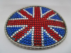 Unisex Belt Buckle  Made of Blue Red and White.Rhinestones Will fit most belts.