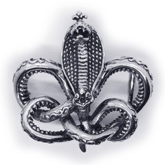 Cobra King Crawling Snake Sterling Silver Belt Buckle