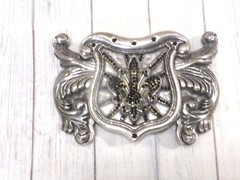 Silver Dagger Fleur De Lis Silvertone Belt Buckle with Black Crystals
