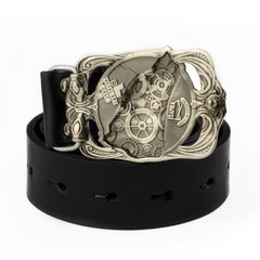 German silver belt buckle Steampunk Wolf, sculptural art wolf belt buckle