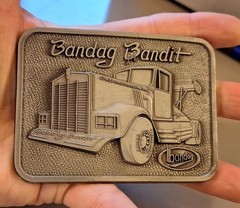 NIP Bandag Bandit Belt Buckle Pewter Colored Metal Brand New