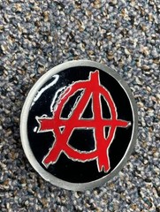 Vintage Pewter Anarchy Belt Buckle Punk 4572 Great American Products NOS 2.75”