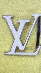 Louis Vuitton Logo LV Initials Belt Buckle Silver tone with white inset