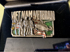VTG’83 3D Belt Buckle Honoring Vietnam Veteran Enameled Bergamot Made In USA