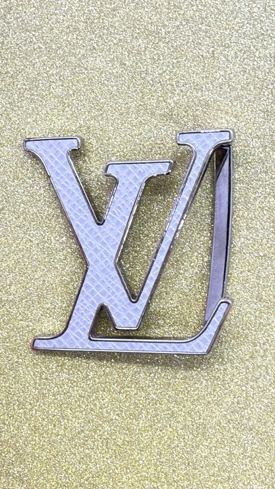 Louis Vuitton Logo LV Initials Belt Buckle Silver tone with white inset
