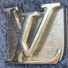 Vtg Louis Vuitton Gold Tone Belt Buckle Iconic LV Engraved Logo Y2K Distressed