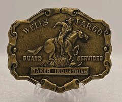 Vintage Tiffany Wells Fargo Guard Services Bakers Industries Brass Belt Buckle