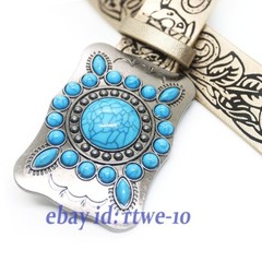 Vintage Belt Buckle Western Cowboy Alloy Bohemian Turquoise Pattern Rock Style