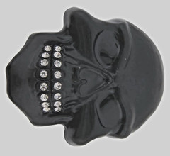 Black Skull Belt Buckles Men Skeleton Grillz Teeth Bling Rhinestones Halloween