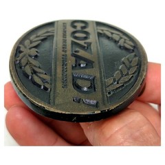Cozad Custom Built Trailers Solid Brass Belt Buckle Oval Vintage Provo Utah Euc