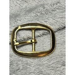 Vintage Solid Brass Belt Buckle Gold Tone Minimalist Oval 3in Taiwan Made