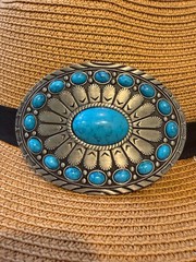 Antiqued Silver Classic Cowboy Floral Pattern Belt Buckle