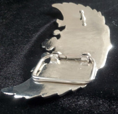 Vintage 1990&rsquo;s American Crown & Wings Cadillac Belt Buckle Chrome & Black Enamel