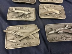 Vintage Buckle Connection Belt Buckles Military Aircraft Lot Of 6 WW2 Planes