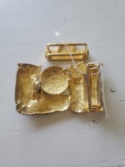 NEW Talbots Gold Tone Golf Ball Club Bag Belt Buckle 18th Hole Flag Tee Driver