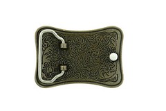 Western Flower Southwest Patterns Rectangle Solid Brass Metal Belt Buckle