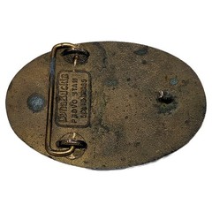 Cozad Custom Built Trailers Solid Brass Belt Buckle Oval Vintage Provo Utah Euc
