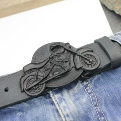 Vintage Motorcycle Belt Buckle Antique Silver Biker Retro Style Solid Metal