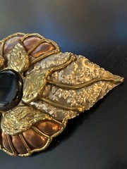 Vintage Collectible Art Deco Two Tone Metal Large Belt Buckle