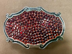 Red Rhinestone Completely Covered Womens Ladies Western Framed Belt Buckle