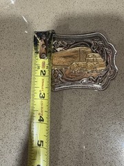 Gold And Silver Colored Semi Truck Driver Belt Buckle