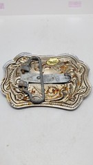 Raised Horse Bowing Saddle Buckle Rodeo Cowboy Western Rancher Riding West