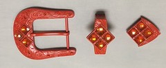 HERRAJES VAQUERO CON PIEDRAS DE COLORES MANDARINA 3 PIEZAS DE SET 40MM BUCKLE