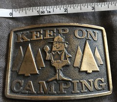 *** VINTAGE MPA Keep on Camping Boy Scout Brass Belt Buckle