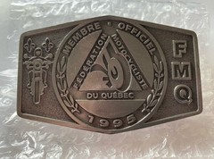 Belt Buckle- Federation Motocycliste du Quebec Boucle De Ceinture 1995