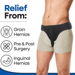 Hernia Belt for Men Inguinal Support | Groin or Lower Medium, Black