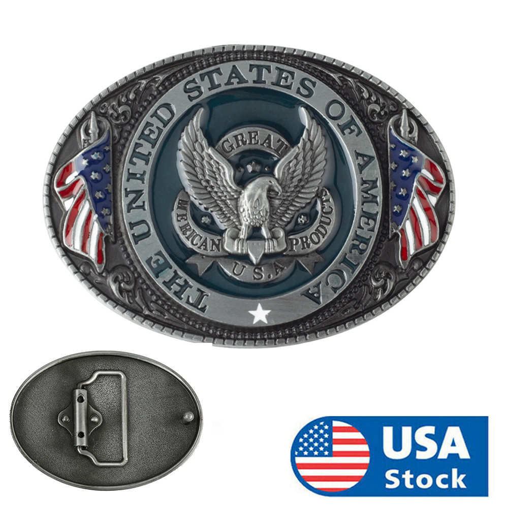 1PC Metal Fashion U.S.A. Men Belt Buckle American Flag Eagle