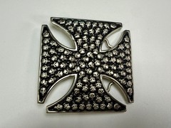 Celtic Iron Cross Shaped with Engraved Tiny Skulls Gothic Cutout Belt Buckle