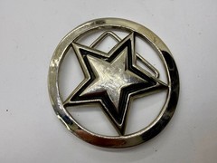Famous Stars & Straps Five Point Star Logo See-Trough Silver Color Belt Buckle