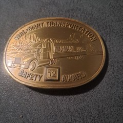 Vintage WAL-MART Transportation 1987 Safety Award Solid Brass Buckle 12 Yr