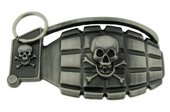 Grenade Belt Buckle US Military Memorial Veteran Day Gift Skull Crossbones Gray
