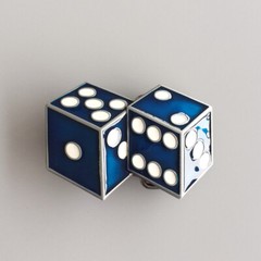 Blue Enamel Dices Casino Gamble Vintage Belt Buckle Gurtelschnalle