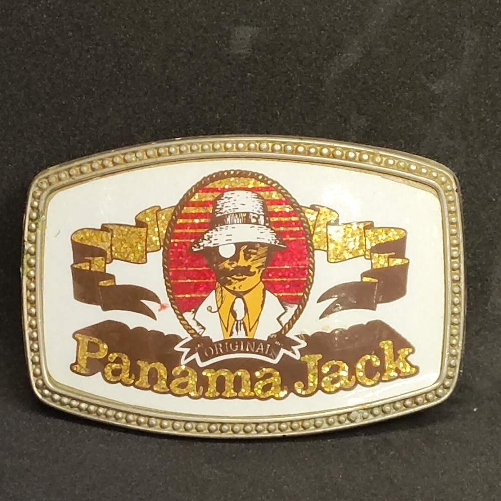 Panama Jack Belt Buckle White Gold & Red With Silver Tone Trim-