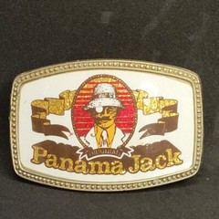 Panama Jack Belt Buckle White Gold & Red With Silver Tone Trim-