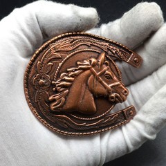Lost-Wax Casting Brass & Copper Horseshoe-Design Belt Buckle (Belt Not Included)