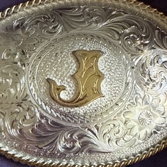 Montana Silversmiths Sterling Silver Plate Initial J Western Belt Buckle Oval