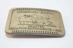 Southern Pacific Salutes Railfair Sacramento 1981 Bronze Colored Belt Buckle