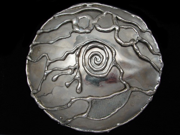 QK11175 *NOS* REALLY COOL **ABSTRACT ARTWORK** STAINLESS STEEL BELT BUCKLE