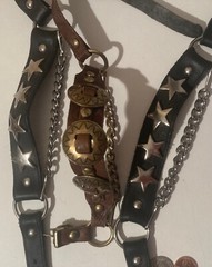 Vintage Lot of 3 Leather and Metal Horse Accessories, Bits, Bridle, Harness, Nic