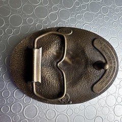 Vtg 1970s Anheuser Busch Brass Belt Buckle P-168 Budweiser Beer Eagle Cowboy Men